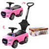 Дитячий толокар-каталка Bambi Audi B з багажником та батьківською ручкою, рожевий