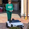 Дитячий двомісний повнопривідний електромобіль Bambi Mercedes-Benz AMG SL63 (MP3) з додатковими коліщадками, білий