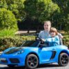 Дитячий двомісний електромобіль Porsche (48V) без пульта керування, до 100 кг, до 18 км/год, синій