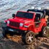 Дитячий електромобіль з пультом керування Bambi Jeep Rubicon (MP3) з багажником, ручкою для транспортування та рухливим капотом, червоний