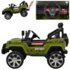 Дитячий повнопривідний електромобіль Bambi Jeep Sunshine Military з багажником та ручкою для транспортування, зелений камуфляж