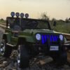 Дитячий повнопривідний електромобіль Bambi Jeep Sunshine Military з багажником та ручкою для транспортування, зелений камуфляж