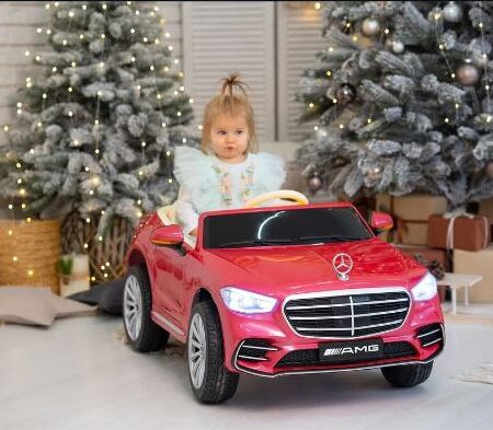 Детский полноприводный электромобиль Bambi Mercedes-Benz Maybach S600 (MP3) с ручкой для транспортировки с автокраской, розовый