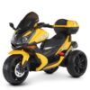 Дитячий триколісний електромотоцикл Bambi BMW R (MP3) з багажником, жовтий