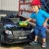 Дитячий повнопривідний електромобіль Bambi Mercedes Biturbo Sport (MP3) з ручкою для транспортування та автофарбуванням, чорний