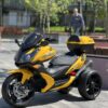 Дитячий триколісний електромотоцикл Bambi BMW R (MP3) з багажником, жовтий