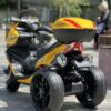 Дитячий триколісний електромотоцикл Bambi BMW R (MP3) з багажником, жовтий