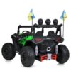 Дитячий двомісний повнопривідний електромобіль Bambi Buggy HardcoreX 06 UA з флагштоками, до 50 кг, зелений