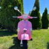 Дитячий електромотоцикл Bambi Vespa (MP3) з багажником та додатковими коліщадками, рожевий
