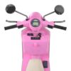 Дитячий електромотоцикл Bambi Vespa (MP3) з багажником та додатковими коліщадками, рожевий