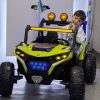 Дитячий двомісний повнопривідний електромобіль Bambi Buggy HardcoreX 06 UA з флагштоками, до 50 кг, зелений