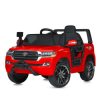 Дитячий електромобіль Toyota Land Cruiser з ручкою+коліщатками для транспортування та рухливим капотом, червоний