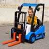 Дитячий електротранспорт Навантажувач Bambi FORKLIFT MX 638 (MP3) з вантажними вилами та багажником, синій