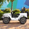 Дитячий повнопривідний електромобіль Bambi Jeep Rubicon (MP3) з багажником, ручкою для транспортування та рухливим капотом, білий