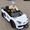 Дитячий електромобіль Lamborghini Aventador SVJ WHITE, повнопривідний, білий