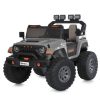 Дитячий електромобіль Bambi Racer Jeep з навісними фонарями та великими колесами на пульті керування, сірий