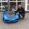 Дитячий двомісний електромобіль Porsche без пульта керування, до 100 кг, до 18 км/год, синій