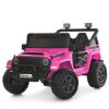 Дитячий електромобіль Bambi Jeep з пультом керування та шкіряними сидіннями, рожевий