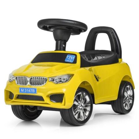 Дитячий толокар Bambi BMW Mini з багажником, жовтий