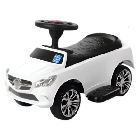 Дитячий толокар-каталка Bambi Mercedes B з багажником та батьківською ручкою, білий
