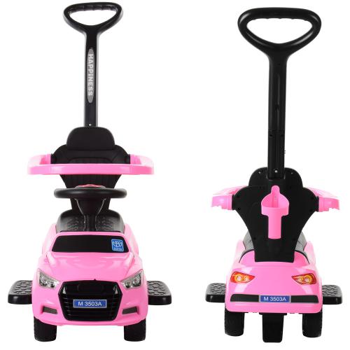 Детский толокар-каталка Bambi Audi B с багажником и родительской ручкой, розовый