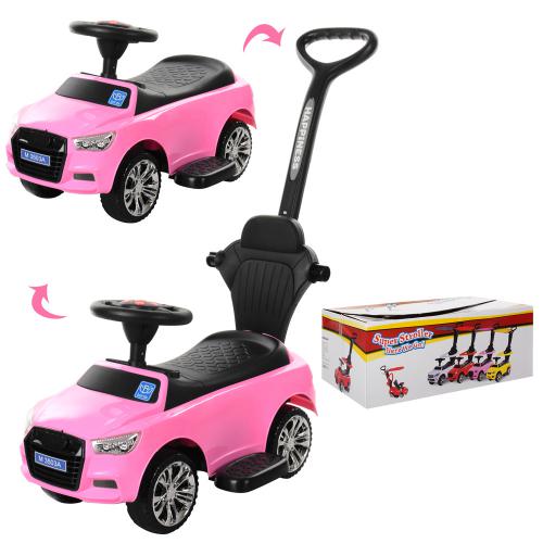 Детский толокар-каталка Bambi Audi B с багажником и родительской ручкой, розовый