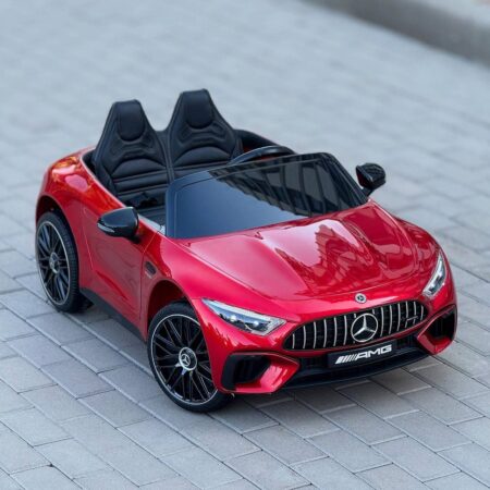 Дитячий двомісний повнопривідний електромобіль Mercedes-Benz AMG SL63 (MP3) з додатковими коліщадками та автофарбуванням, червоний