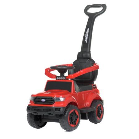 Дитячий толокар-електромобіль Bambi Ford Mega (MP3) з батьківською ручкою та cтрахувальним бампером, червоний
