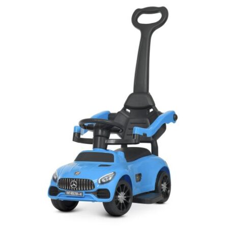 Детский толокарь-каталка Bambi Mercedes Small с родительской ручкой, голубой
