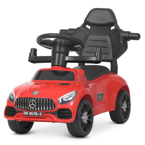 Дитячий толокар-каталка Bambi Mercedes Small з батьківською ручкою, червоний