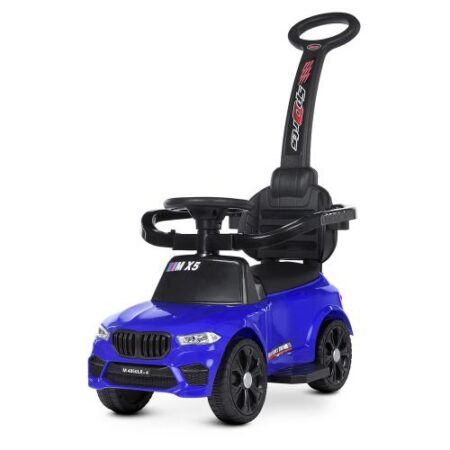 Дитячий толокар-електромобіль Bambi BMW X5 Sports (MP3) з батькіською ручкою та пультом керування, синій