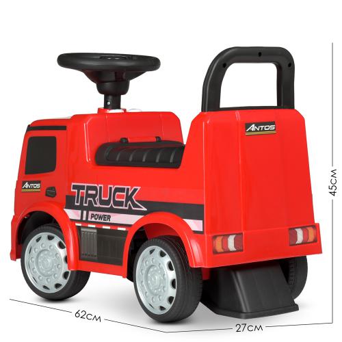 Дитячий толокар Bambi Mercedes Antos Truck Power з багажником та ручкою для транспортування, червоний