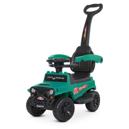 Детский толокарь-каталка Bambi Jeep Mega Car с родительской ручкой, зеленый