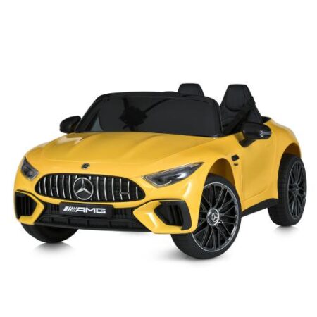 Дитячий двомісний повнопривідний електромобіль Mercedes-Benz AMG SL63 (MP3) з додатковими коліщадками та автофарбуванням, жовтий