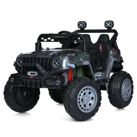 Детский электромобиль Bambi Jeep Off-Road Military (MP3) с автопокраской и ручкой для транспортировки, камуфляж зеленый