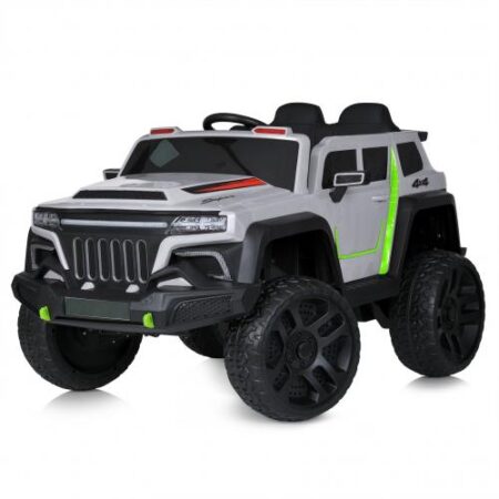 Детский полноприводный электромобиль Super Wheele с багажником и ручкой для транспортировки, серый