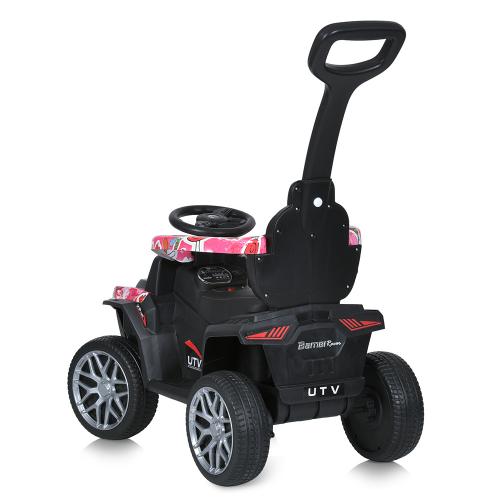 Детский толокар-электромобиль Buggy UTV H.O с родительской ручкой, розовый