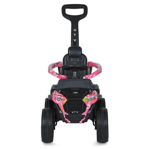 Детский толокар-электромобиль Buggy UTV H.O с родительской ручкой, розовый