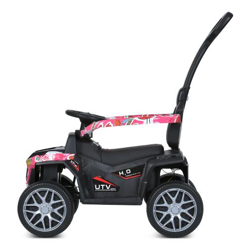 Детский толокар-электромобиль Buggy UTV H.O с родительской ручкой, розовый