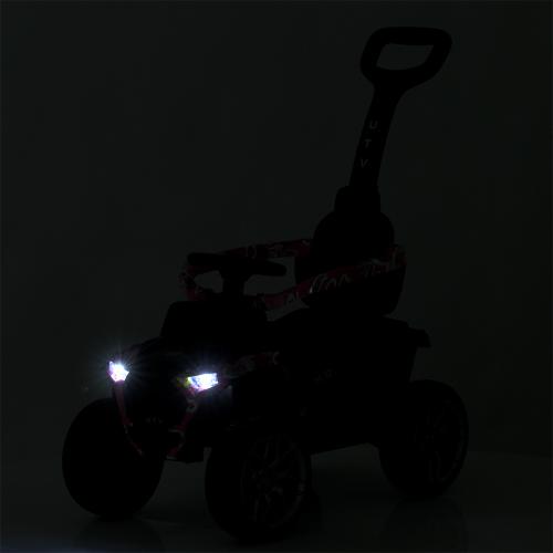 Детский толокар-электромобиль Buggy UTV H.O с родительской ручкой, розовый