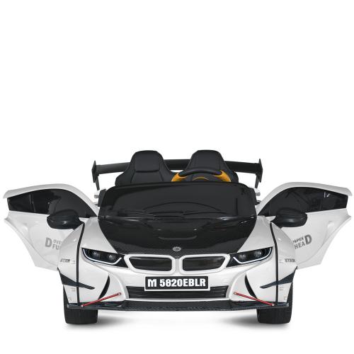 Детский двухместный электромобиль BMW STAR Soverspeed (MP3) с подсветкой и спойлером, до 50 кг, до 8 км, белый