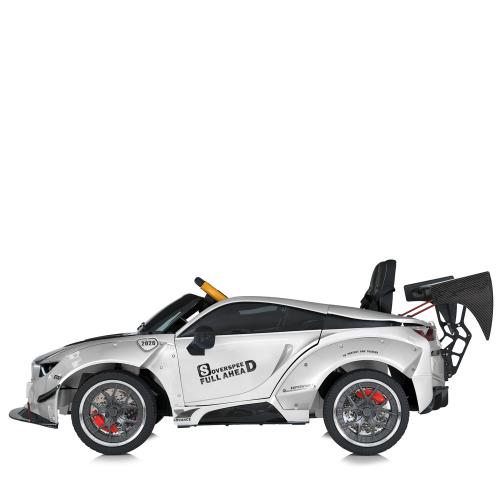 Детский двухместный электромобиль BMW STAR Soverspeed (MP3) с подсветкой и спойлером, до 50 кг, до 8 км, белый