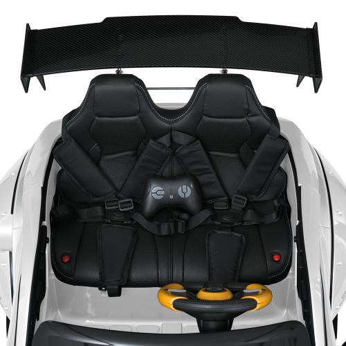 Детский двухместный электромобиль BMW STAR Soverspeed (MP3) с подсветкой и спойлером, до 50 кг, до 8 км, белый