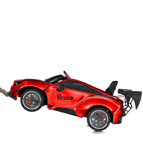 Дитячий двомісний електромобіль BMW STAR Soverspeed (MP3) з підсвіткою та спойлером, до 50 кг, до 8 км, червоний