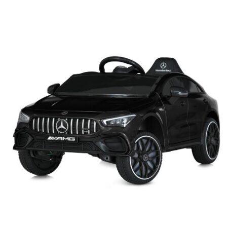 Детский полноприводный электромобиль Mercedes CLA 45 AMG (MP3) с дополнительными колесиками то автопокраской, черный
