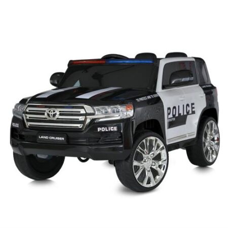 Дитячий повнопривідний електромобіль Bambi Toyota Land Cruiser GXR Police (MP3) з багажником та стробоскопом, чорний