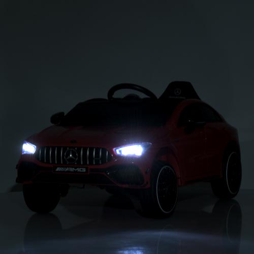 Дитячий повнопривідний електромобіль Mercedes CLA 45 AMG (MP3) з дадатковими коліщатками, жовтий