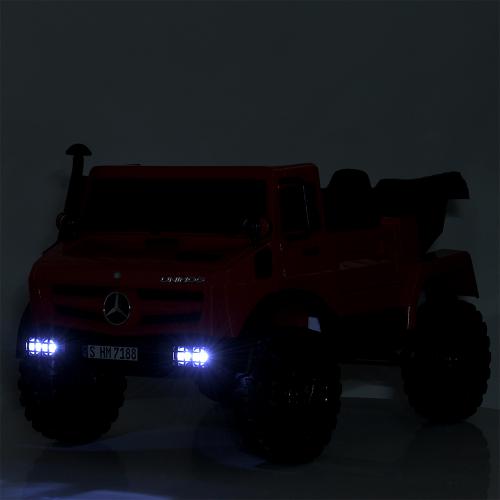 Дитячий двомісний електротранспорт Вантажівка Mercedes Unimog (MP3) з кузовом, до 60 кг, до 15 км, білий