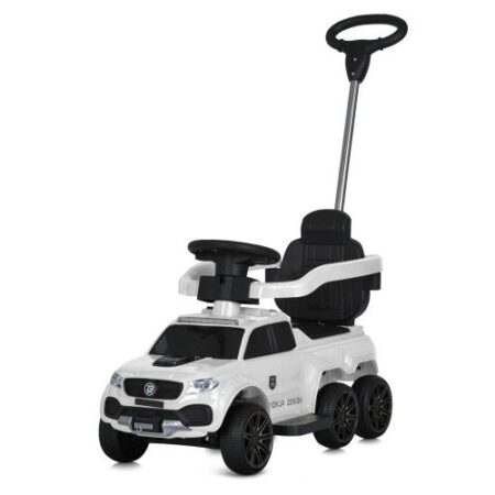Детский шестиколесный толокар-каталка Mercedes Pickup Design (MP3) с родительской ручкой и страховочным бампером, белый