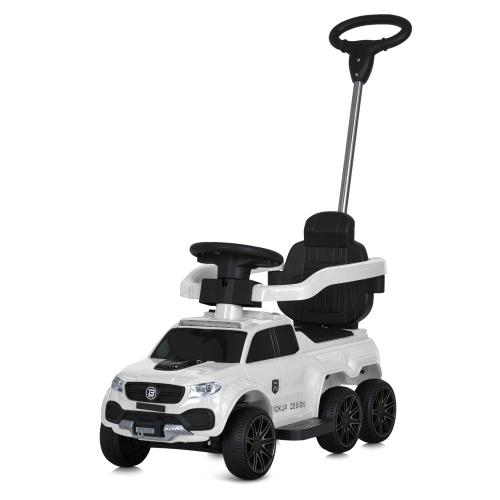 Детский шестиколесный толокар-каталка Mercedes Pickup Design (MP3) с родительской ручкой и страховочным бампером, белый